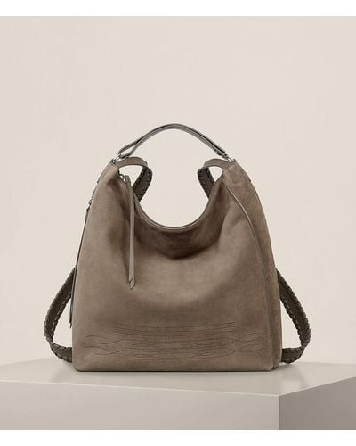 AllSaints Cooper Leather Large Backpack - Gray