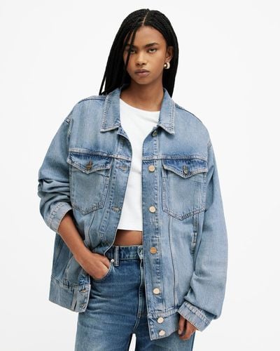 AllSaints Willow Oversized Denim Trucker Jacket - Blue