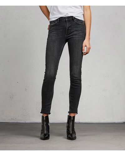 AllSaints Grace Ankle Fray Skinny Jeans - Black