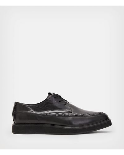AllSaints Topper Leather Derby Shoes - Black