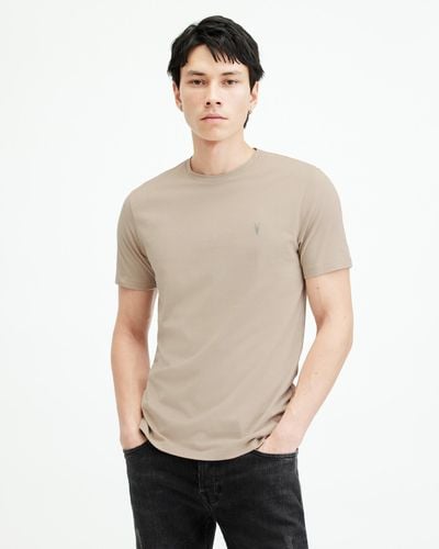 AllSaints Brace Brushed Cotton Contrast T-shirt - Natural