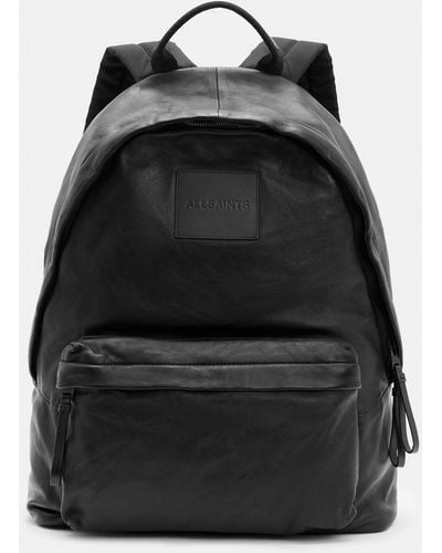AllSaints Carabiner Embossed Logo Leather Backpack - Black