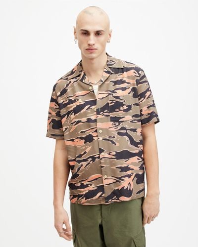 AllSaints Solar Camouflage Print Relaxed Fit Shirt, - Multicolor