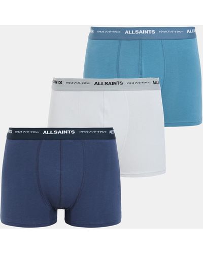 AllSaints Underground Logo Boxers 3 Pack, - Blue