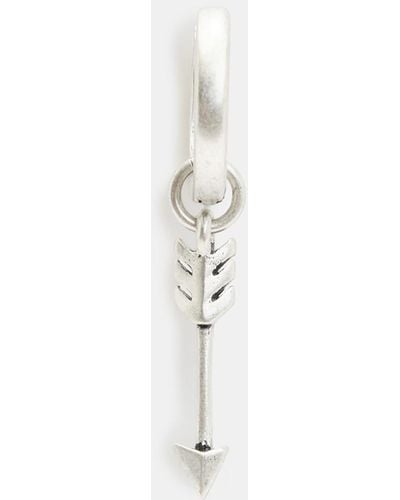 AllSaints Arrow Sterling Silver Hoop Earring - White