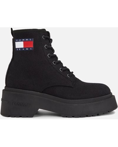 Tommy Hilfiger Canvas Mid Boots - Black