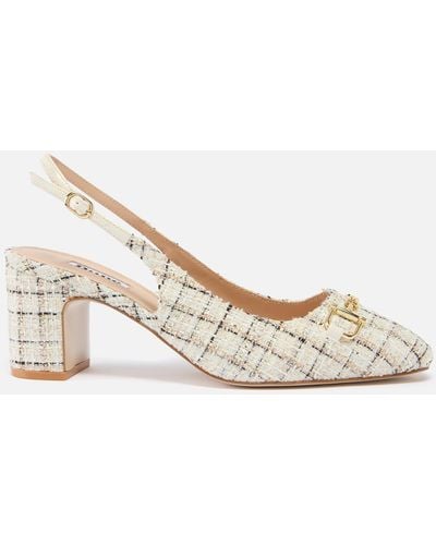 Dune Choices Tweed Slingback Heeled Court Shoes - Natural