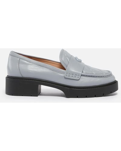 COACH Leah Quilted Leather Loafers - Gray