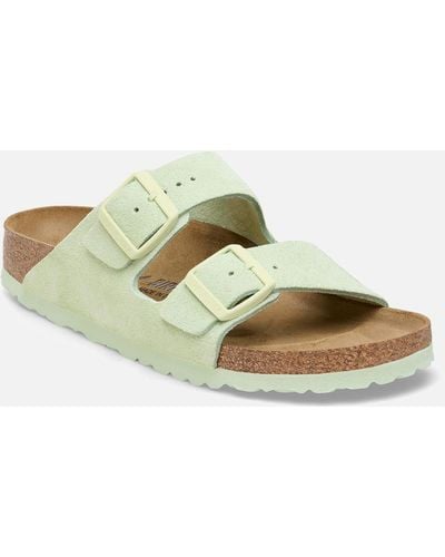 Birkenstock Arizona Slim-Fit Suede Double-Strap Sandals - Grün