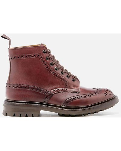 Tricker's Men's Stow Leather Commando Sole Lace Up Brogue Boots - Brown