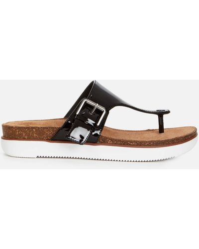 Clarks Elayne Step Patent Leather Toe Post Sandals - Brown