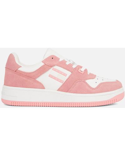 Tommy Hilfiger Leather Suede Basketball Sneakers - Pink