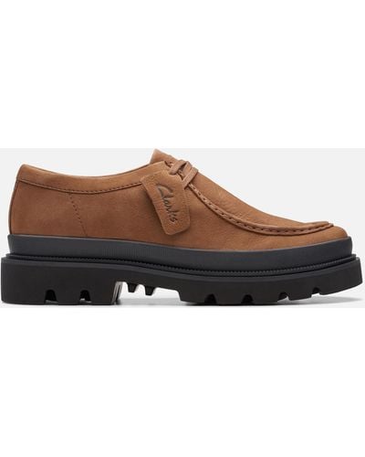 Clarks Badell Seam Nubuck Shoes - Brown