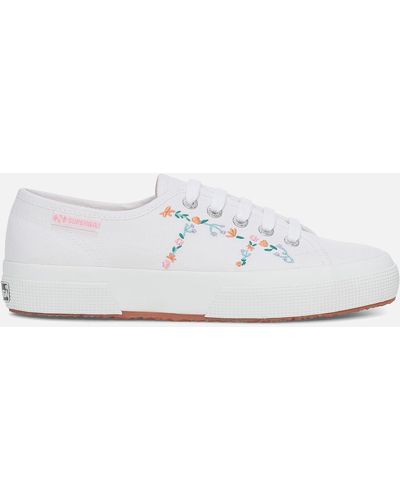 Superga 2750 Floral-Embroidered Canvas Trainers - Weiß