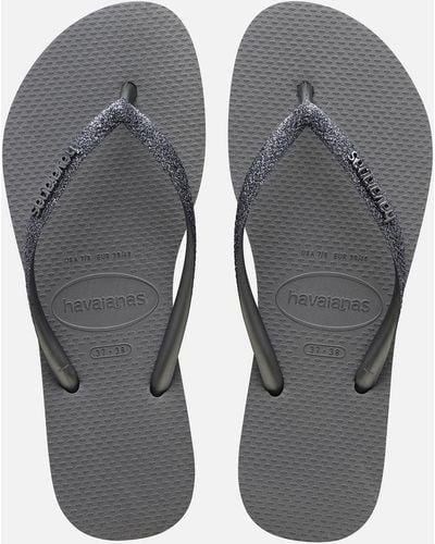 Havaianas Slim Glitter Rubber Flip Flops - Gray