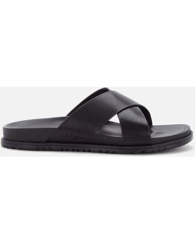 UGG Wainscott Leather Slide Sandals - Black