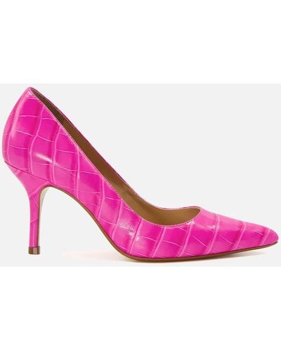 Dune Bold Crocodile Print Leather Court Shoes - Pink