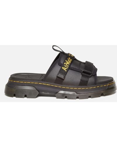 Dr. Martens Ayce Ii Leather And Webbing Slide Sandals - Black