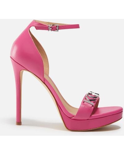 MICHAEL Michael Kors Jordyn Leather Platform Heeled Sandals - Pink