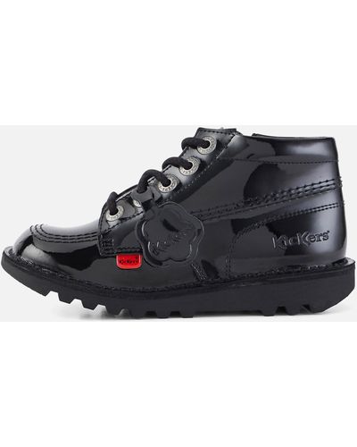 Kickers Junior Kick Hi Patent Leather Zip Boots - Black