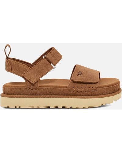 UGG Goldenstar Suede Flatform Sandals - Braun