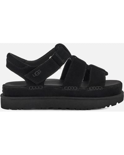 UGG Goldenstar Strap Suede Flatform Sandals - Schwarz