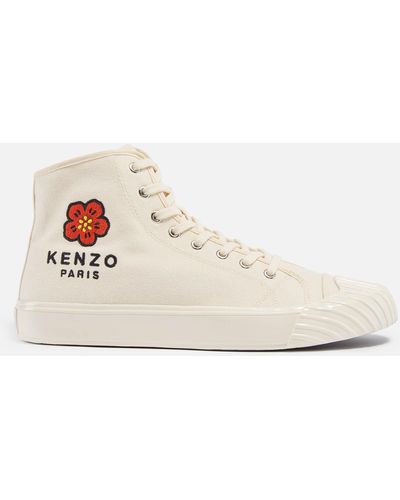 KENZO Schhol Logo Canvas High-top Trainers - Natural