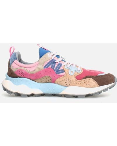 Flower Mountain Yamano 3 Suede And Shell Sneakers - Pink