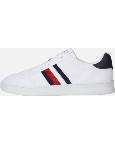 Tommy Hilfiger Faux Leather And Mesh Trainers - White