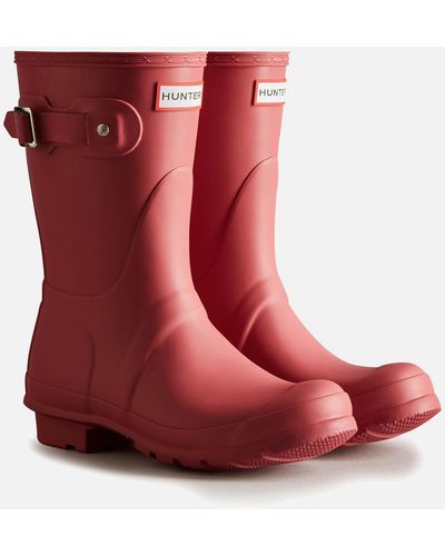HUNTER Original Short Rubber Wellington Boots - Red