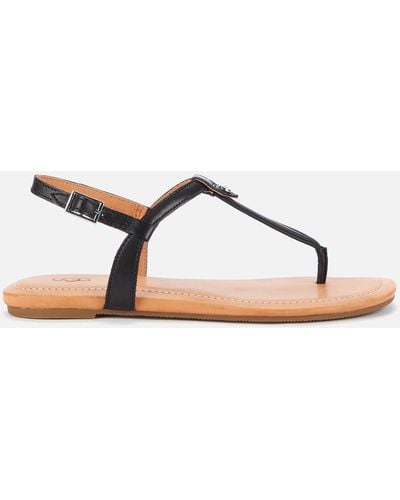 UGG Madeena Leather Toe Post Sandals - Brown