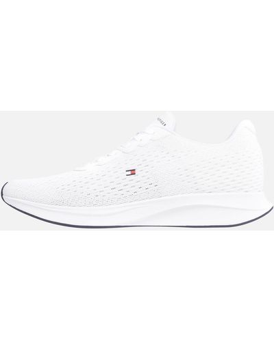 Tommy Hilfiger Lightweight Logo Knit Flag Running Style Sneakers - White
