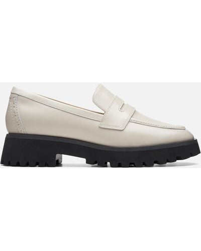 Clarks Stayso Edge Leather Loafers - White