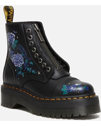 Dr. Martens Sinclair Floral-embroidered Leather Ankle Boots - Black