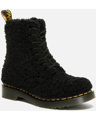 Dr. Martens 1460 Pascal Faux Shearling Ankle Boots - Black