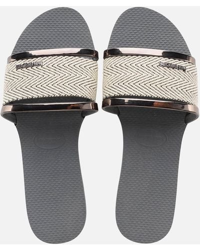 Havaianas Trancoso Woven Rubber Slide Sandals - Black