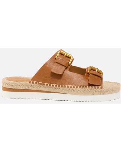 See By Chloé Glyn Leather Double-strap Espadrille Sandals - Brown