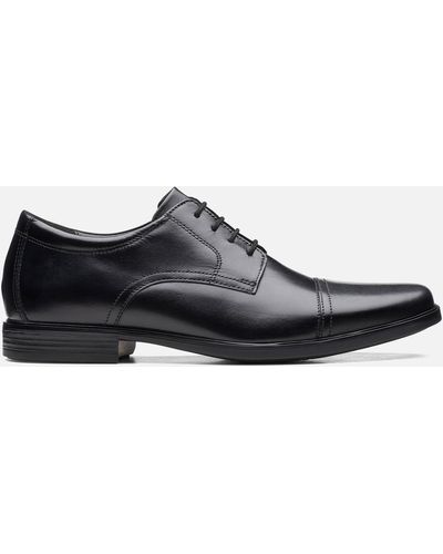 Clarks Howard Cap Leather Oxford Shoes - Black