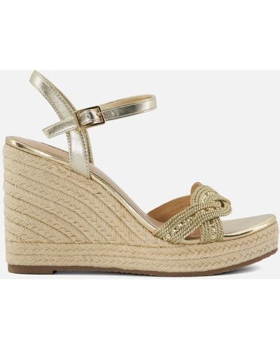 Dune Kaspar Espadrille Wedge Sandals - Mettallic