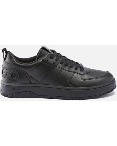HUGO Kilian Tennis Leather Sneakers - Black