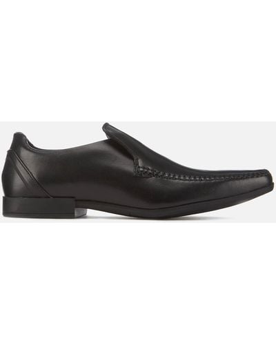 Clarks Glement Seam Leather Slip-on Shoes - Black