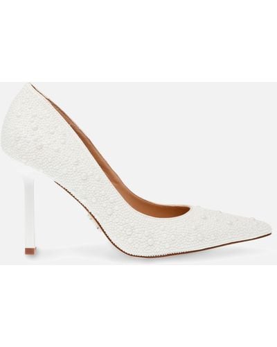 Steve Madden Classie-p Embellished Satin Heeled Court Shoes - White
