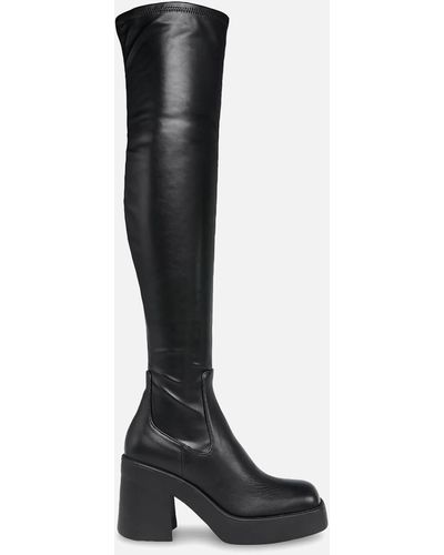 Steve Madden Clifftop Faux Leather Heeled Knee Boots - Black