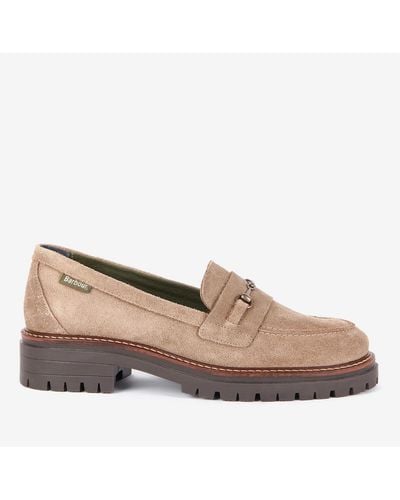 Barbour Brooke Stitched Suede Loafers - Natural