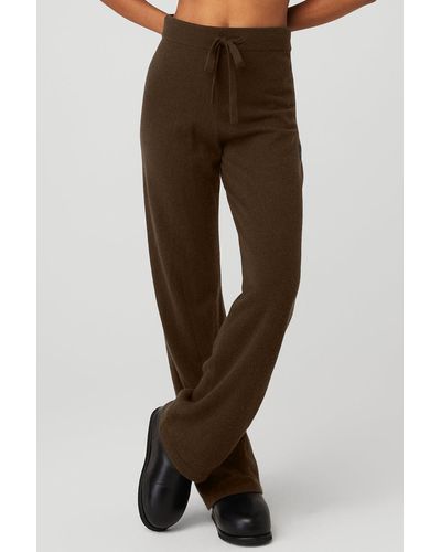 Alo Yoga Cashmere High-waist Jet Set Wide Leg Pants - Brown