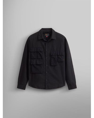 Alpha Industries Long Sleeve Multi Pocket Shirt - Black