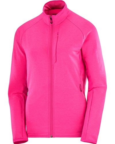 Salomon Essential Lightwarm Full Zip Midlayer Jacket - Pink