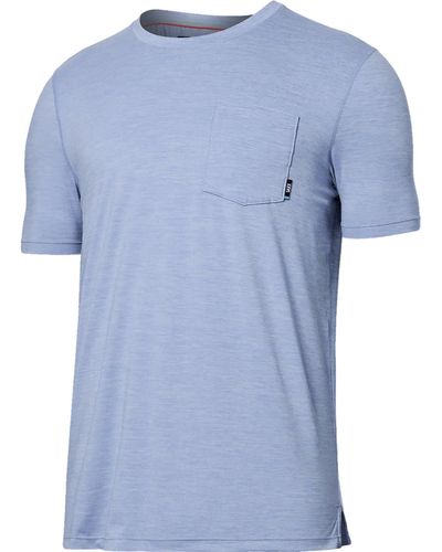 Saxx Underwear Co. Droptemp All Day Cooling Crew Neck Short Sleeve Pocket T - Blue
