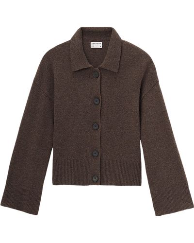 Frank And Oak Wide Sleeve Button Up Sweater - Brown