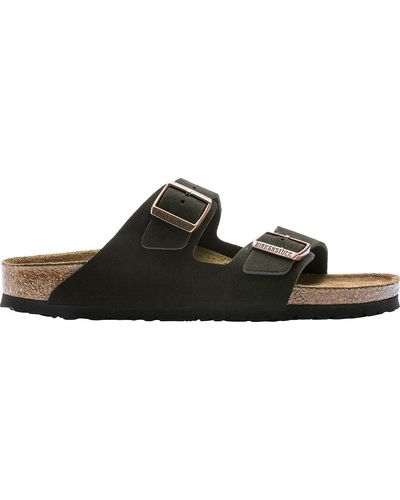 Birkenstock Arizona Soft Footbed Suede Leather Sandals - Black